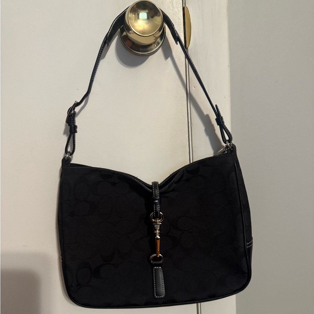 Vintage Coach Signature Shoulder Bag Black